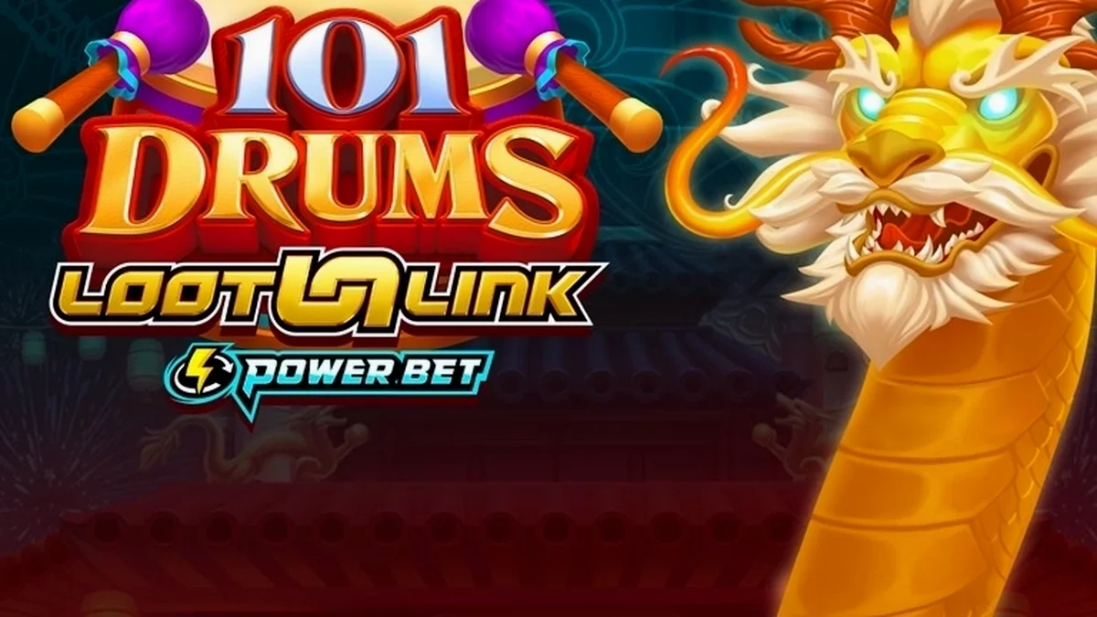 Interface do jogo de slot 101 Drums com seus 5 cilindros em destaque