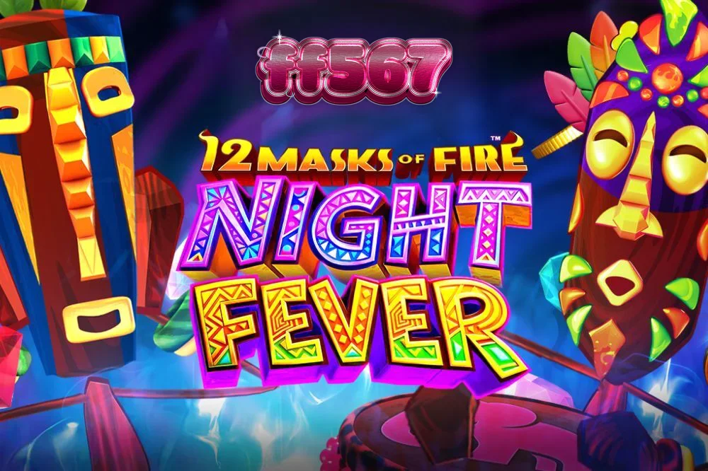 Interface vibrante de 12 Masks of Fire: Night Fever com elementos de neon e tambores.